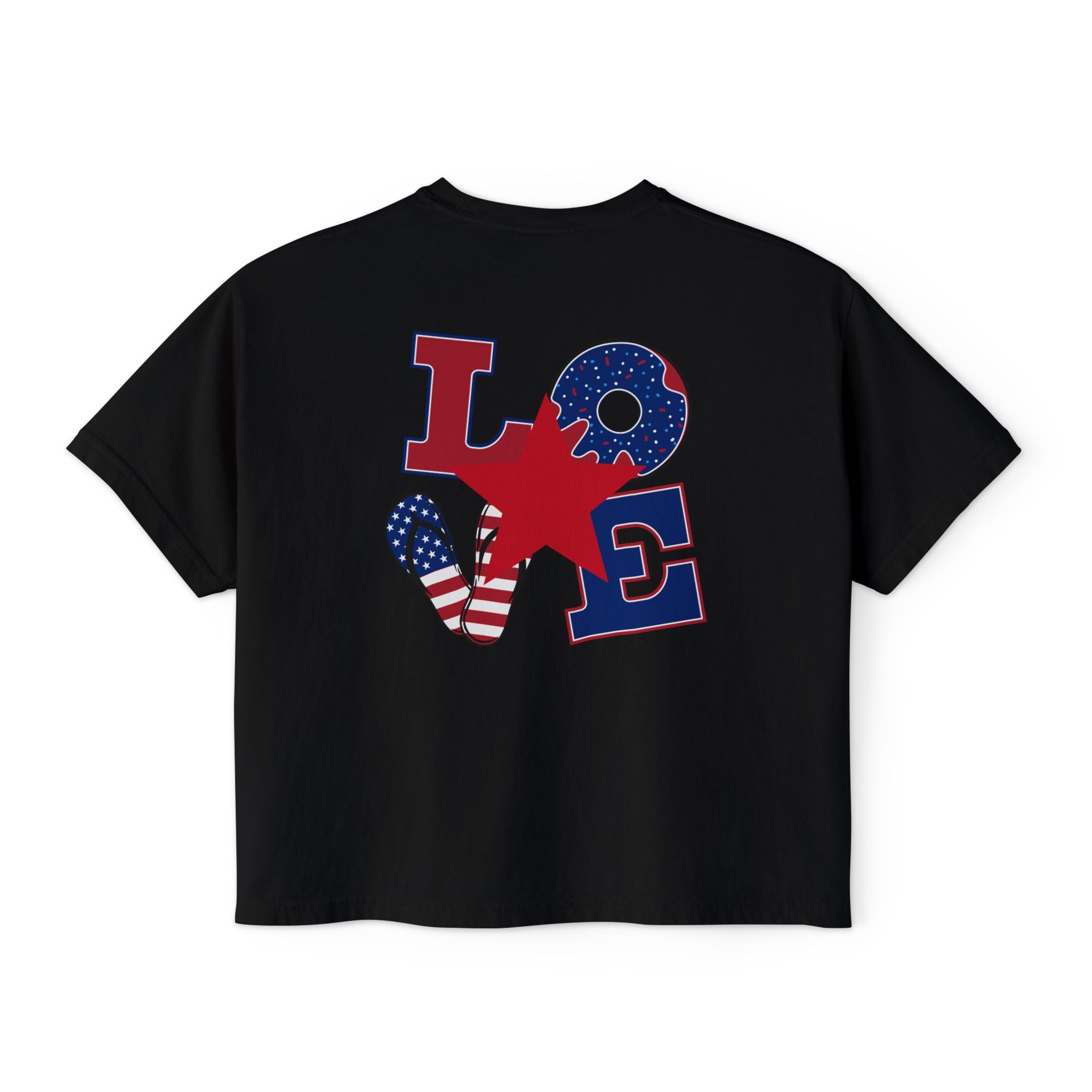 'Merica Peace Sign Boxy Tee — Patriotic 4th of July Women's Crop T-Shirt